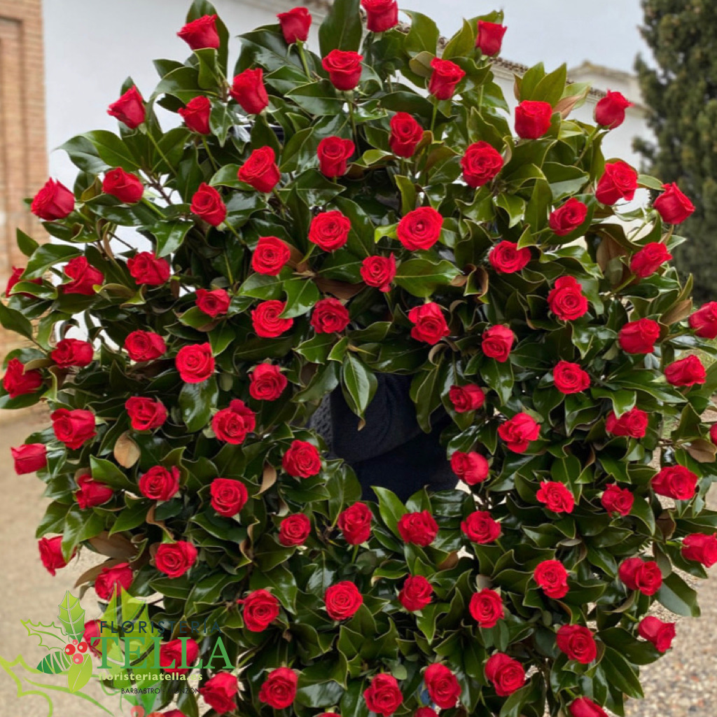 Red Roses Funeral Wreath