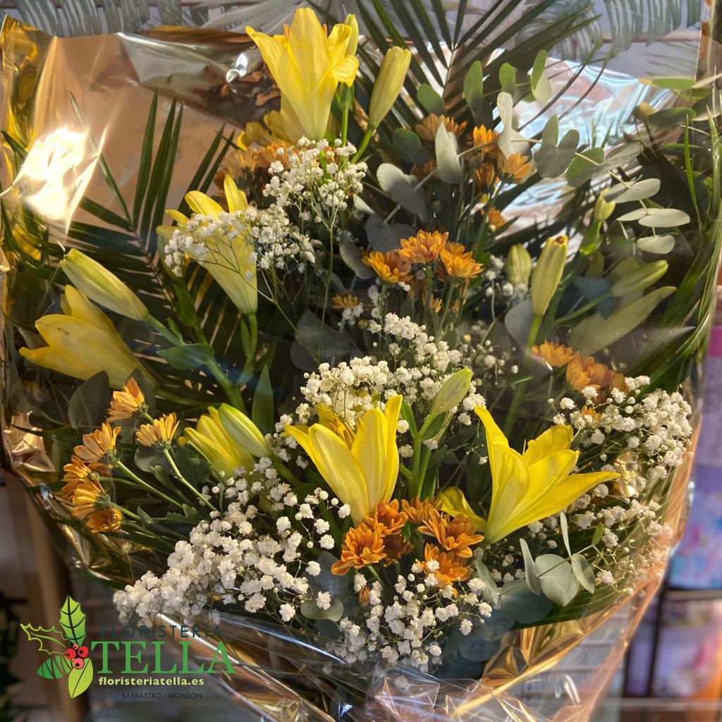 Ramo Variado Funeral tonos amarillos - naranjas