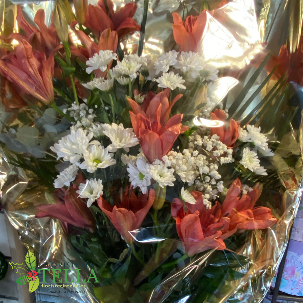 Ramo Variado Funeral tonos blancos - rojos