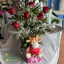 Centro 6 Rosas Jirafa Especial San Valentín