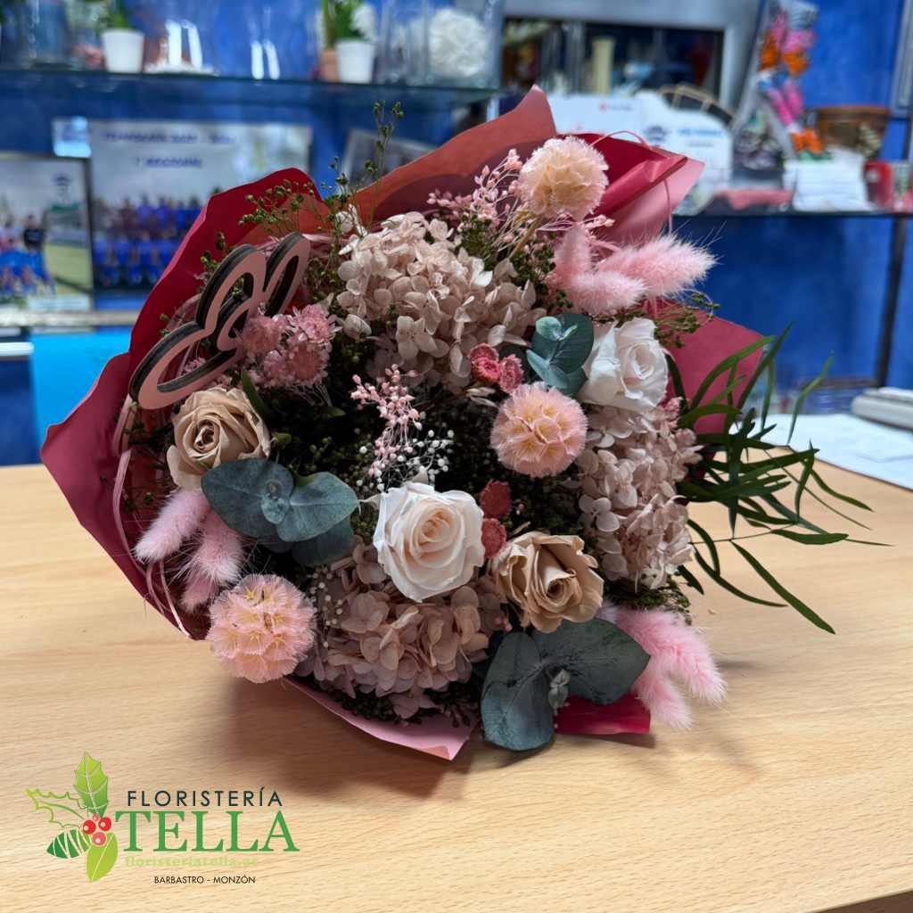 Bouquet Preservado Tonos Rosas