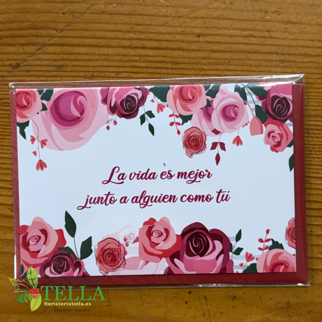 Tarjeta "La vida es mejor junto a alguien como tú"