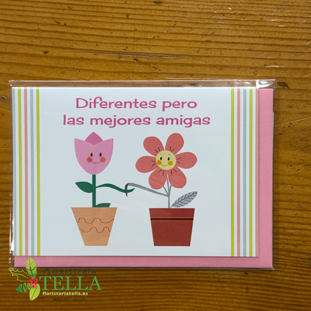Tarjeta "Diferentes pero las mejores amigas"