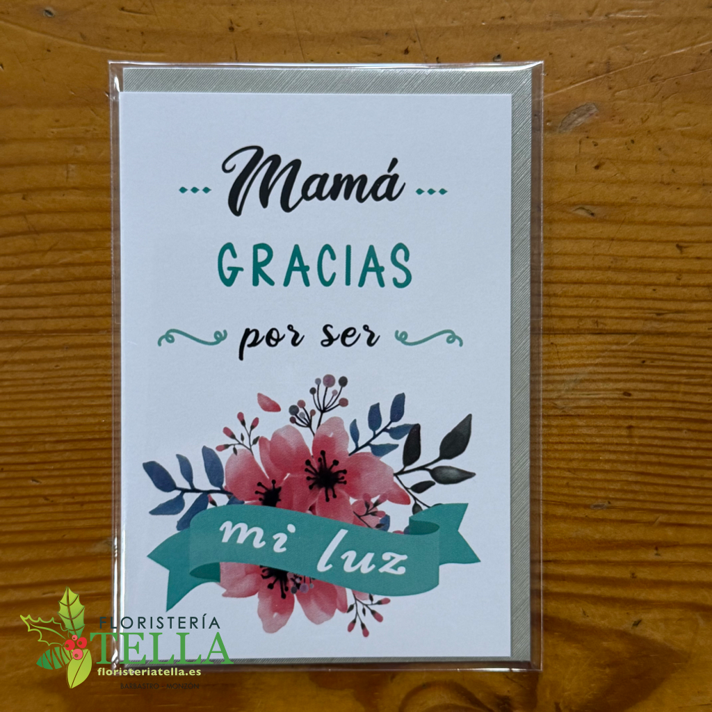 Tarjeta "Mamá, gracias por ser mi ser de luz"