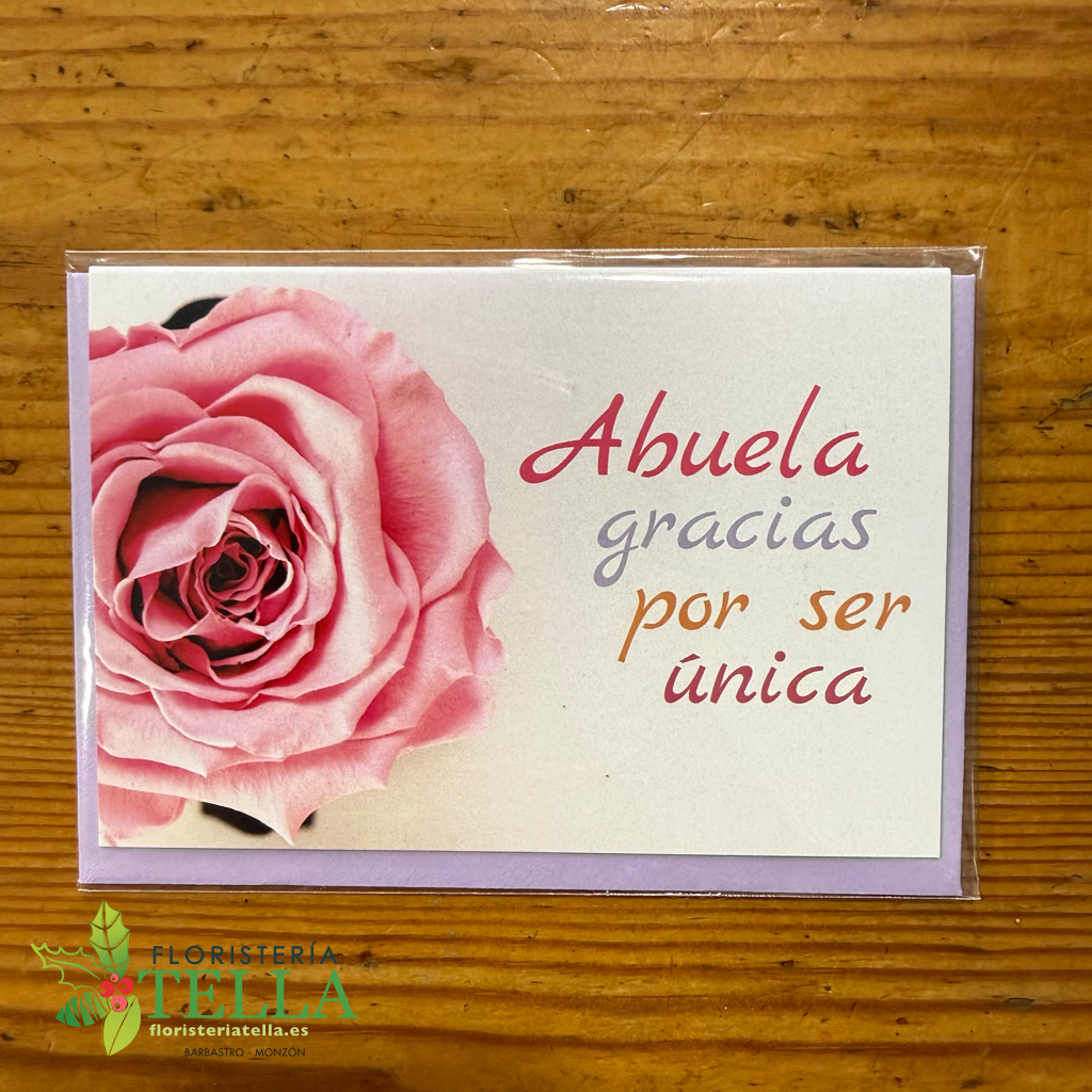 Tarjeta "Abuela gracias por ser única"