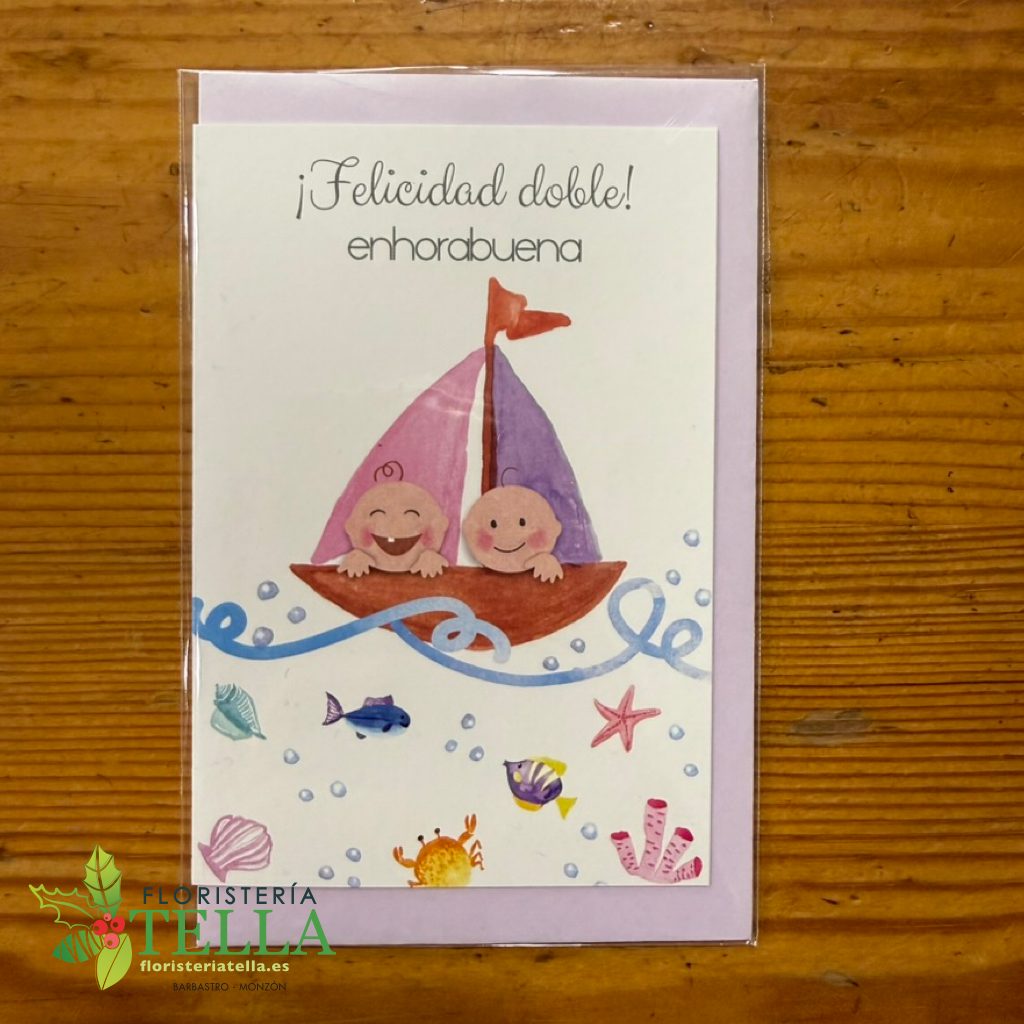 Tarjeta "Felicidad Doble Enhorabuena"